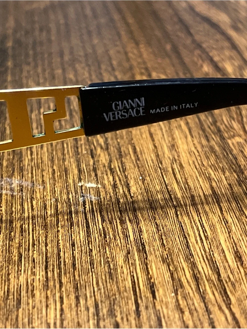 Gianni Versace Gold and Black Medusa Baroque Temple Sunglasses
